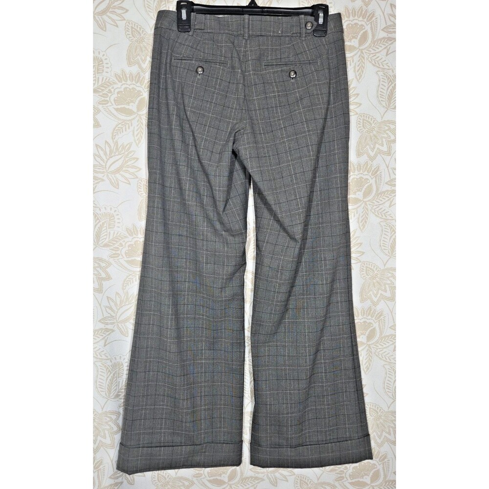 Gap Women Trouser 2 Ankle Pants Bootcut Grey Plaid Y2K WIDE Leg Cuff Windowpane - Picture 2 of 11
